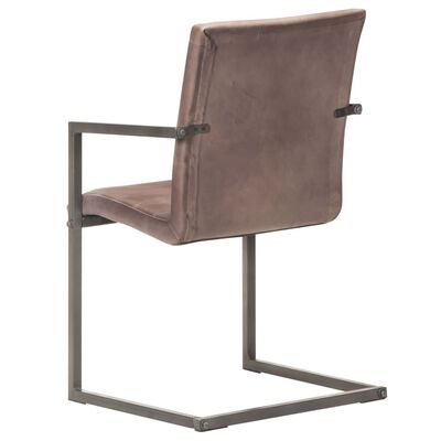 vidaXL Jedálenské stoličky, perová kostra 2 ks, hnedé, pravá koža