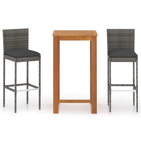 vidaXL 3-dielna z&aacute;hradn&aacute; barov&aacute; s&uacute;prava s podložkami siv&aacute;