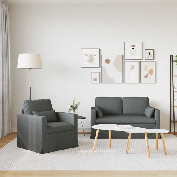 vidaXL Pohovka 2 pcs Tmavo &scaron;ed&aacute; 139 x 78 x 80 cm l&aacute;tka