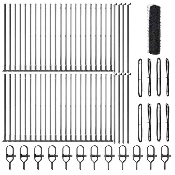 vidaXL Stĺp na plot. Siv&aacute; 100 x 0,5 m (36 mm sieť) Ocel a PVC
