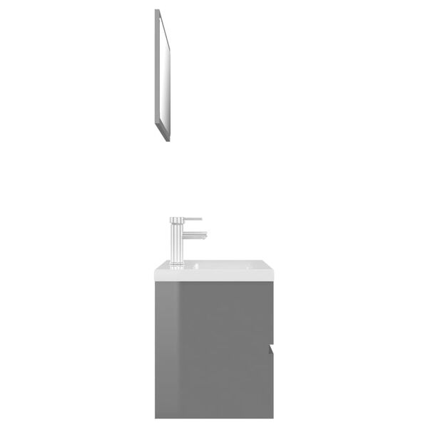 vidaXL S&uacute;prava k&uacute;peľňov&eacute;ho n&aacute;bytku leskl&aacute; siv&aacute; drevotrieska