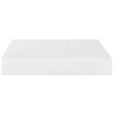 vidaXL Plávajúca nástenná polica, lesklá biela 23x23,5x3,8 cm, MDF