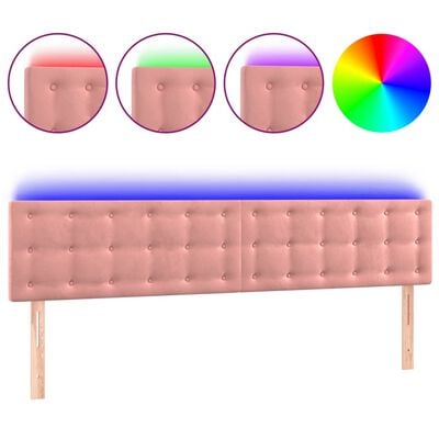 vidaXL Čelo postele s LED ružové 160x5x78/88 cm zamat