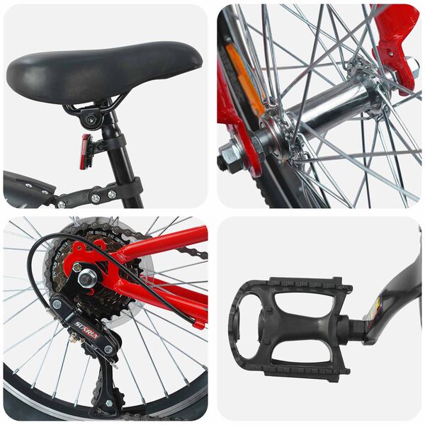 vidaXL Detsk&eacute; Kolo 24 Palcov 6-Speed pre 8-12 rokov Červen&aacute;