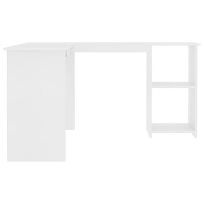 vidaXL Rohový stôl v tvare L, biely 120x140x75 cm, drevotrieska
