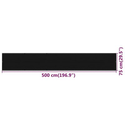 vidaXL Balkónová markíza čierna 75x500 cm HDPE