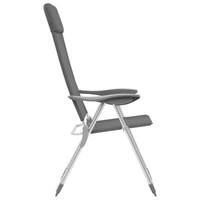 vidaXL Skladacie kempingové stoličky 4 ks, sivé, hliník