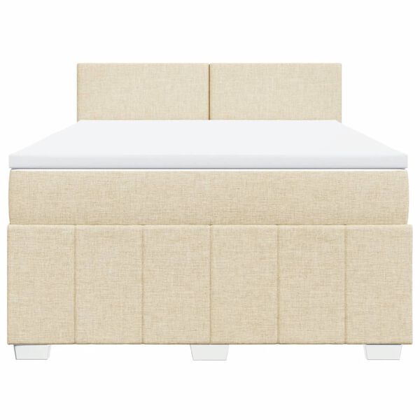 vidaXL Boxspring posteľ s matracom kr&eacute;mov&yacute; 140x190 cm l&aacute;tka