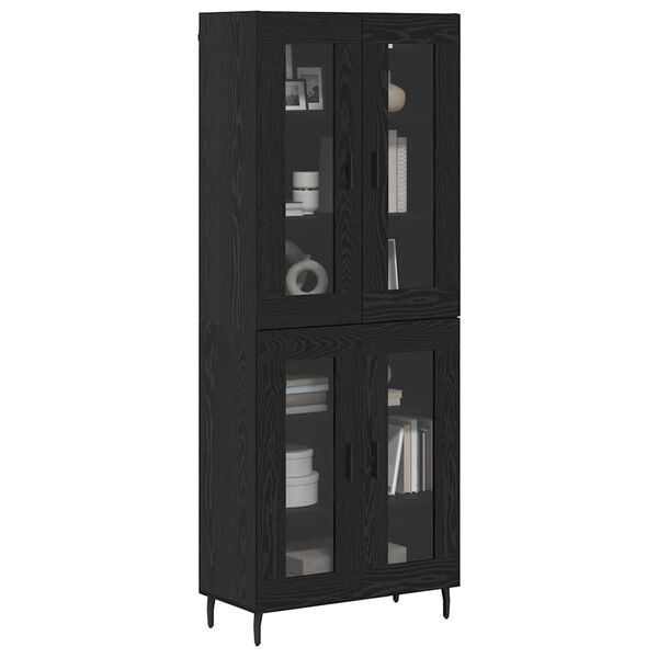 vidaXL Highboard 2 pcs Čierny dub Drevovl&aacute;knit&aacute; doska a sklo