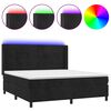 vidaXL Posteľ boxsping s matracom a LED čierna 180x200 cm zamat