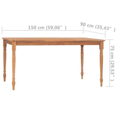 vidaXL Stôl Batavia 150x90x75 cm tíkový masív