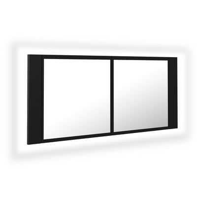 vidaXL LED kúpeľňová zrkadlová skrinka čierna 100x12x45 cm akryl