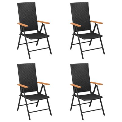 vidaXL Záhradné stoličky 4 ks polyratan čierne
