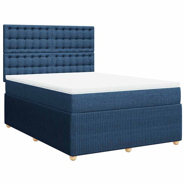 vidaXL Posteľn&yacute; r&aacute;m boxspring s matracom modr&yacute; 160x200 cm l&aacute;tka