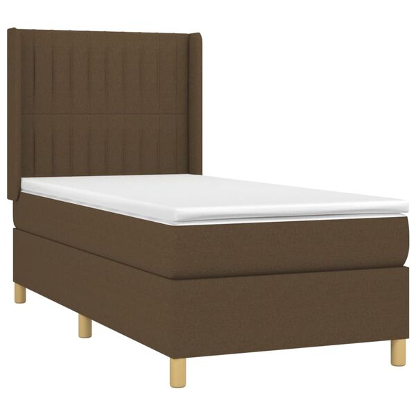 vidaXL Boxspring posteľ s matracom tmavohned&aacute; 100x200 cm l&aacute;tka