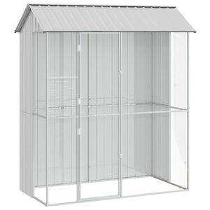 vidaXL Klietka pre vt&aacute;kov Siv&aacute; 215 x 110 x 247 cm Pozinkovan&aacute; oceľ