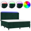 vidaXL Posteľn&yacute; r&aacute;m boxsping matrac a LED tmavozelen&yacute; 160x200 cm zamat