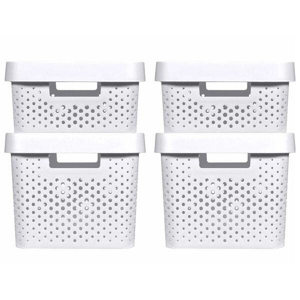 Curver Sada &uacute;ložn&yacute;ch boxov Infinity 4 ks biela s vrchn&aacute;kmi 11 l +17 l