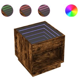 vidaXL Konferenčn&yacute; stol&iacute;k s nekonečn&yacute;mi LED dymov&yacute; dub 50x50x50 cm