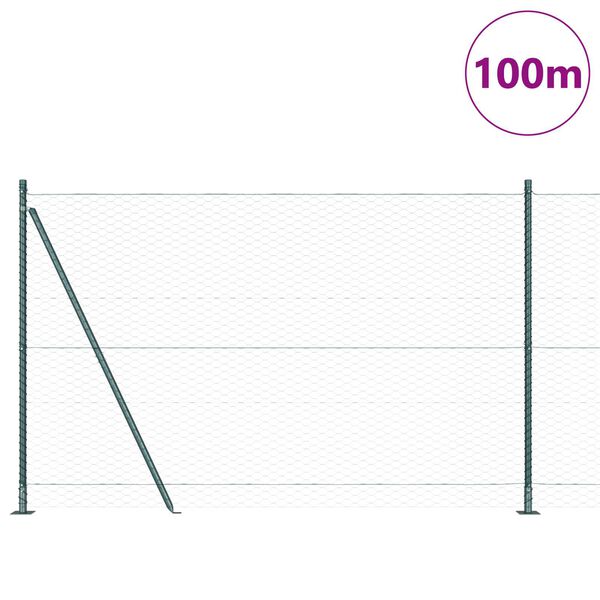 vidaXL Stĺp na plot. Zelen&aacute; 100 x 1,5 m (36 mm sieť) Ocel a PVC