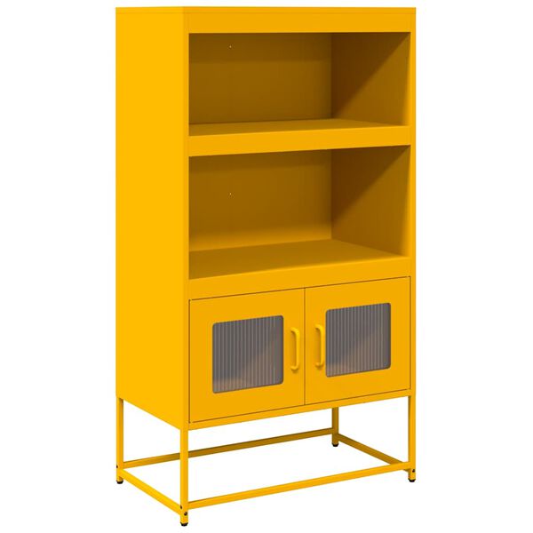vidaXL Highboard horčicov&aacute; žlt&aacute; 68x39x123 cm Oceľ