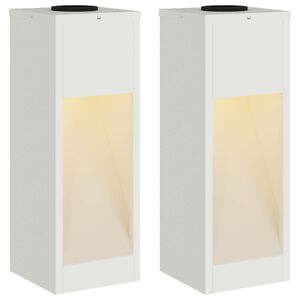 vidaXL Sol&aacute;rna LED chodn&iacute;kov&aacute; lampa 2 pcs Biela Studen&aacute; valcovan&aacute; oceľ