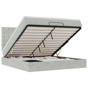 vidaXL Osmansk&yacute; r&aacute;m postele s matracmi svetlosiv&aacute; 180x200 cm zamat