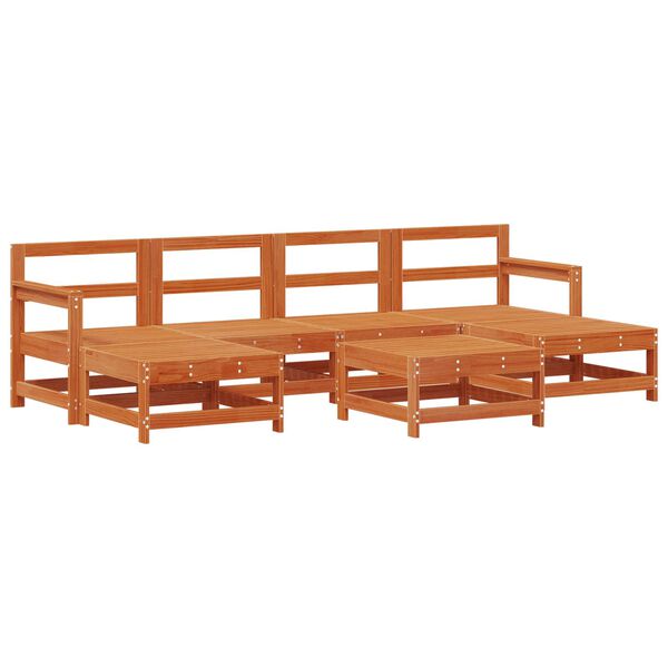 vidaXL Z&aacute;hradn&yacute; lounge set 7 pcs Voskov&aacute; Hned&aacute; Mas&iacute;vna borovica