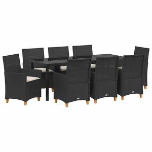 vidaXL Z&aacute;hradn&yacute; jed&aacute;lensk&yacute; set 9 pcs Čierna polyratan