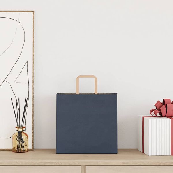 vidaXL Papierov&eacute; ta&scaron;ky 50 ks s r&uacute;čkami, modr&eacute;, 26x17x25 cm