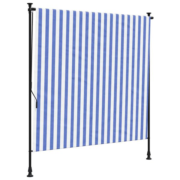 vidaXL Vonkaj&scaron;ia roleta modro-biela 200x270 cm l&aacute;tka a oceľ