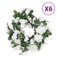 vidaXL Umelé kvetinové girlandy 6 ks biele 240 cm