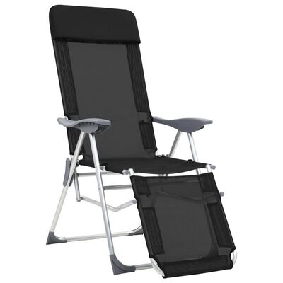 vidaXL Skladacie kempingové stoličky a opierky nôh 2ks čierne textilén