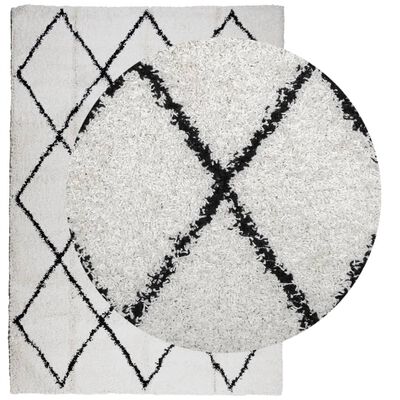 vidaXL Chlpatý koberec vysoký vlas moderný krémovo-čierny 140x200 cm
