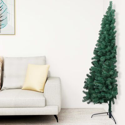 vidaXL Osvetlený umelý polovičný vianočný stromček+stojan 120 cm, PVC