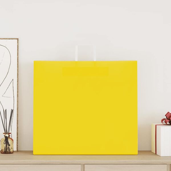 vidaXL Papierov&eacute; ta&scaron;ky 50 ks s r&uacute;čkami, žlt&eacute;, 54x15x49 cm