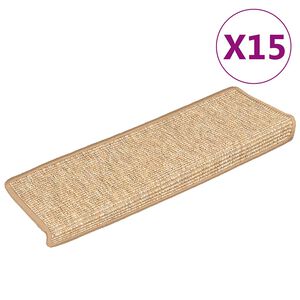 vidaXL Schodov&eacute; rohože 15 ks 65x21x4 cm svetlohned&eacute; s obdĺžnikov&yacute;m okrajom