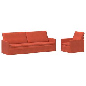 vidaXL Sada pohoviek 2 pcs Červenooranžov&aacute; Kord&uacute;rov&aacute; tkanina