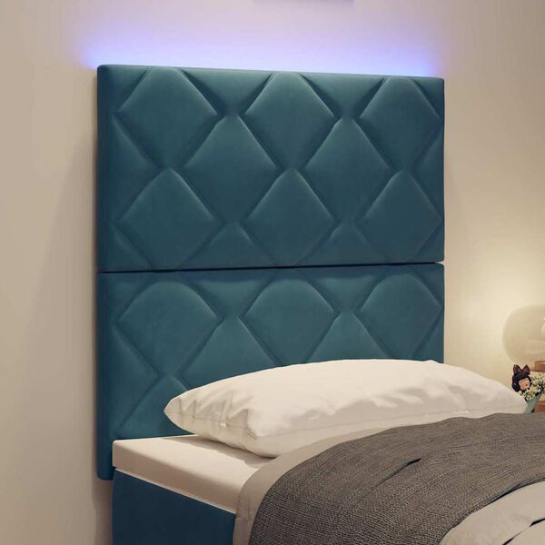 vidaXL LED hlavov&aacute; doska Tmavomodr&aacute; 80 cm Umel&aacute; koža