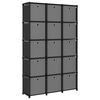 vidaXL Polica s boxmi, 15 kociek, čierna 103x30x175,5 cm, l&aacute;tka