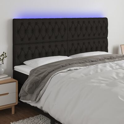 vidaXL Čelo postele s LED čierne 180x7x118/128 cm látka