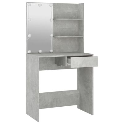 vidaXL Toaletný stolík s LED betónovo sivý 74,5x40x141 cm
