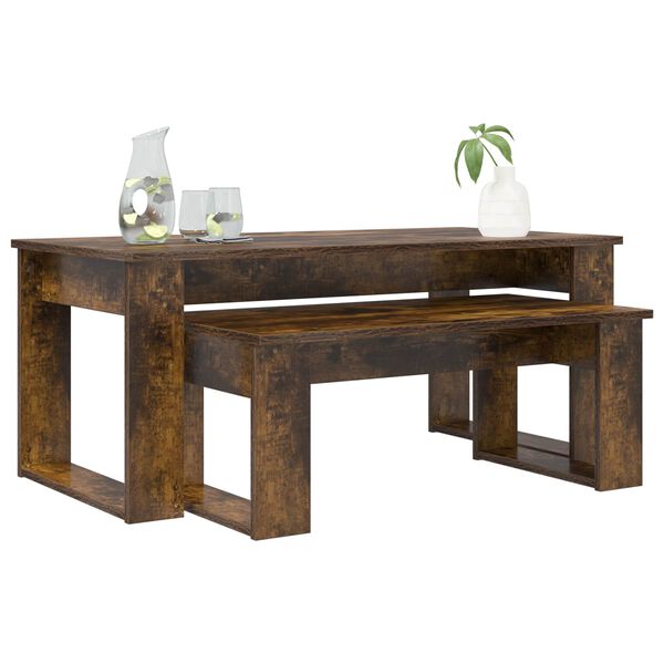 vidaXL S&uacute;prava na k&aacute;vov&yacute; stol&iacute;k 2 pcs Dymov&aacute; dub Kompozitn&eacute; drevo