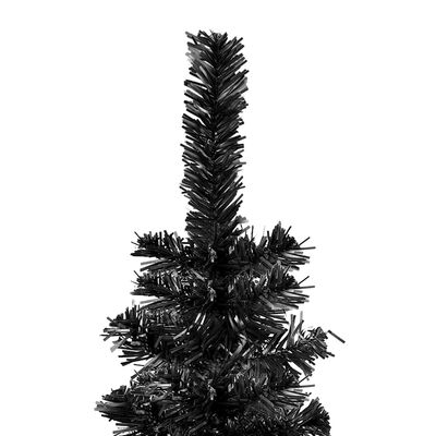 vidaXL Úzky osvetlený vianočný stromček, čierny 210 cm