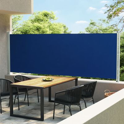 vidaXL Zaťahovacia bočná markíza na terasu 600x160 cm, modrá