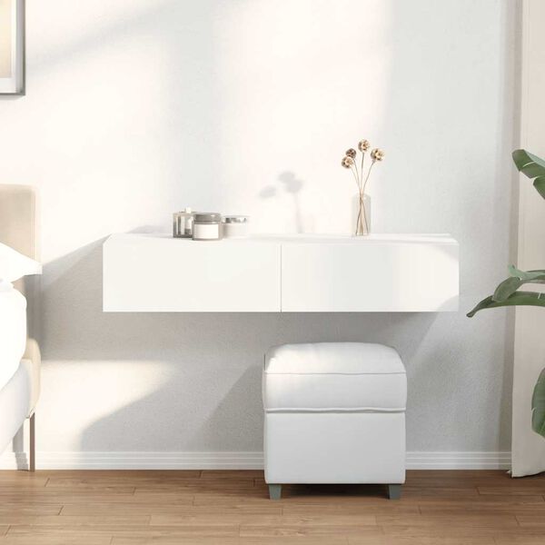 vidaXL N&aacute;stenn&aacute; polica so z&aacute;suvkami biela kompozitn&eacute; drevo