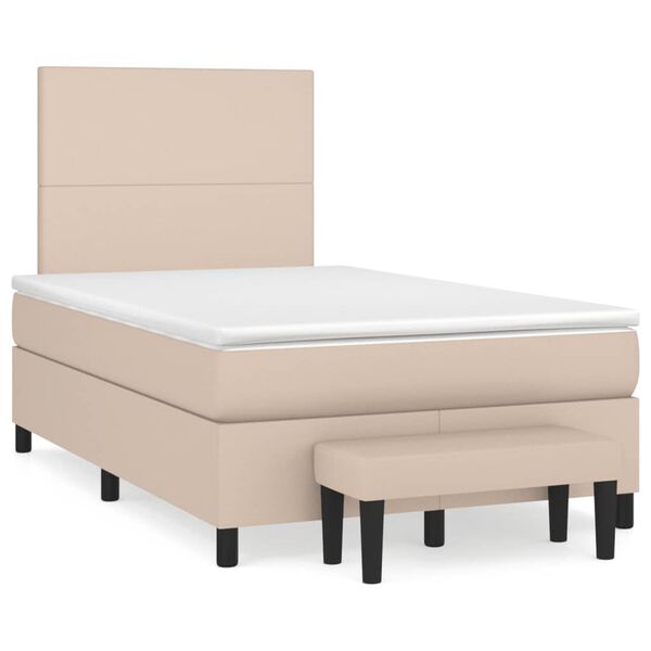 vidaXL Boxspring posteľ+matrac, kapuč&iacute;nov&aacute; 120x190cm, umel&aacute; koža