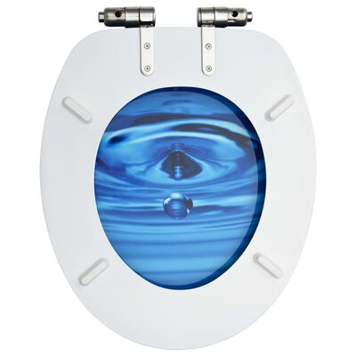 vidaXL WC sedadlá s poklopom s pomalým uzatváraním 2 ks MDF modré dizajn s kvapkami