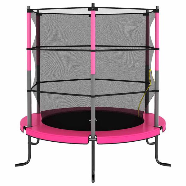 vidaXL Trampolína s bezpečnostnou sieťou okrúhla 140x160 cm ružová