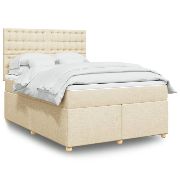 vidaXL Posteľn&yacute; r&aacute;m boxspring s matracom kr&eacute;mov&yacute; 160x200 cm l&aacute;tka